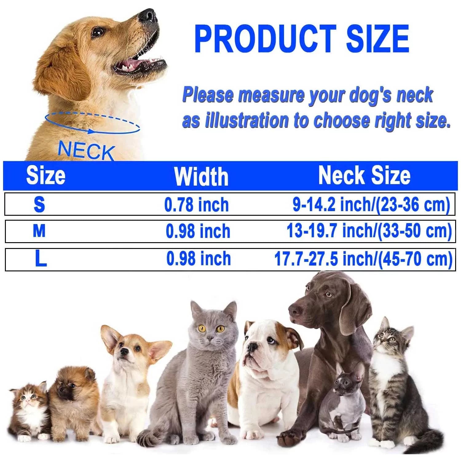 HKEEY Dog Collar, Adjustable Reflective Nylon Dog Collar Classic Solid Colors, Soft Neoprene Padding for Small Medium Sized Dogs Neck (9-14.2 Inch)