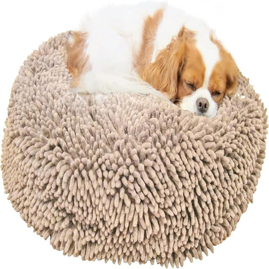 Super Snoozer Dog Bed - Comfortable Bed for Dogs - Microfiber Chenille Dog Bed - Cozy Microfiber Dog Bed Machine Washable - round Dog Bed