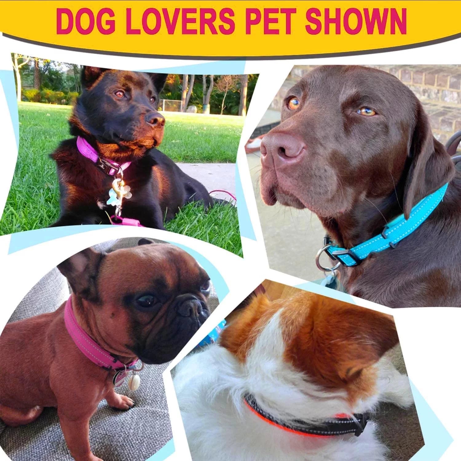 HKEEY Dog Collar, Adjustable Reflective Nylon Dog Collar Classic Solid Colors, Soft Neoprene Padding for Small Medium Sized Dogs Neck (9-14.2 Inch)