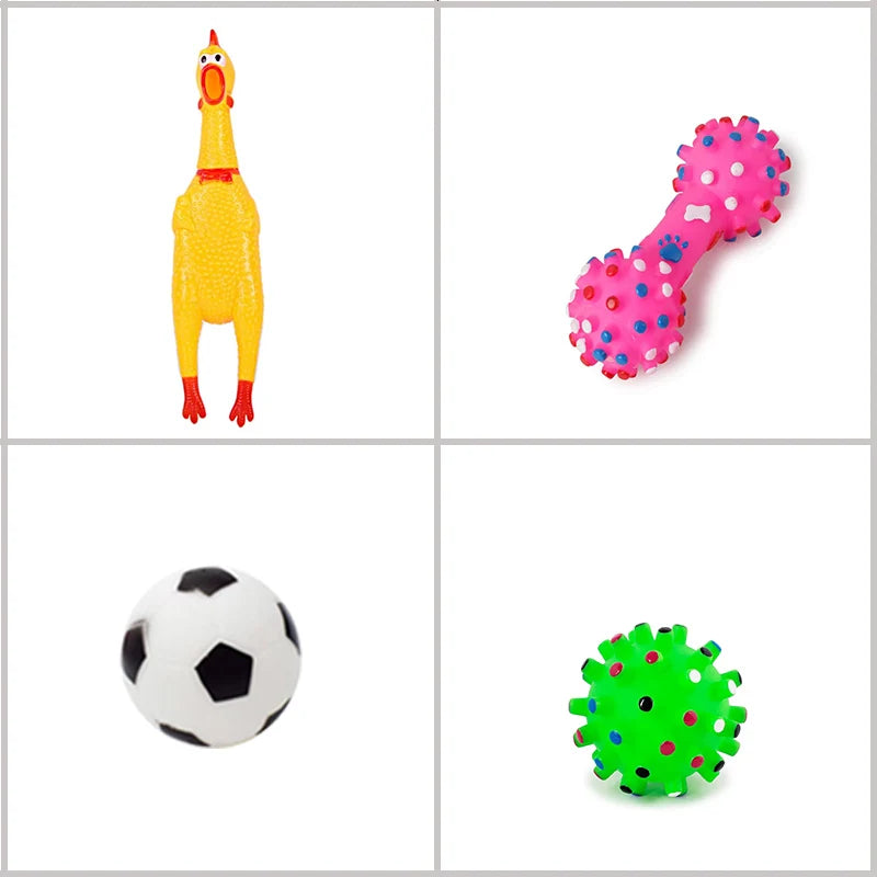 4 Pcs Dog Toys Pet Ball Bone Rope Squeaky Plush Toys Kit Puppy Lnteractive Molar Chewing Toy for Small Large Dogs Pug Supplies