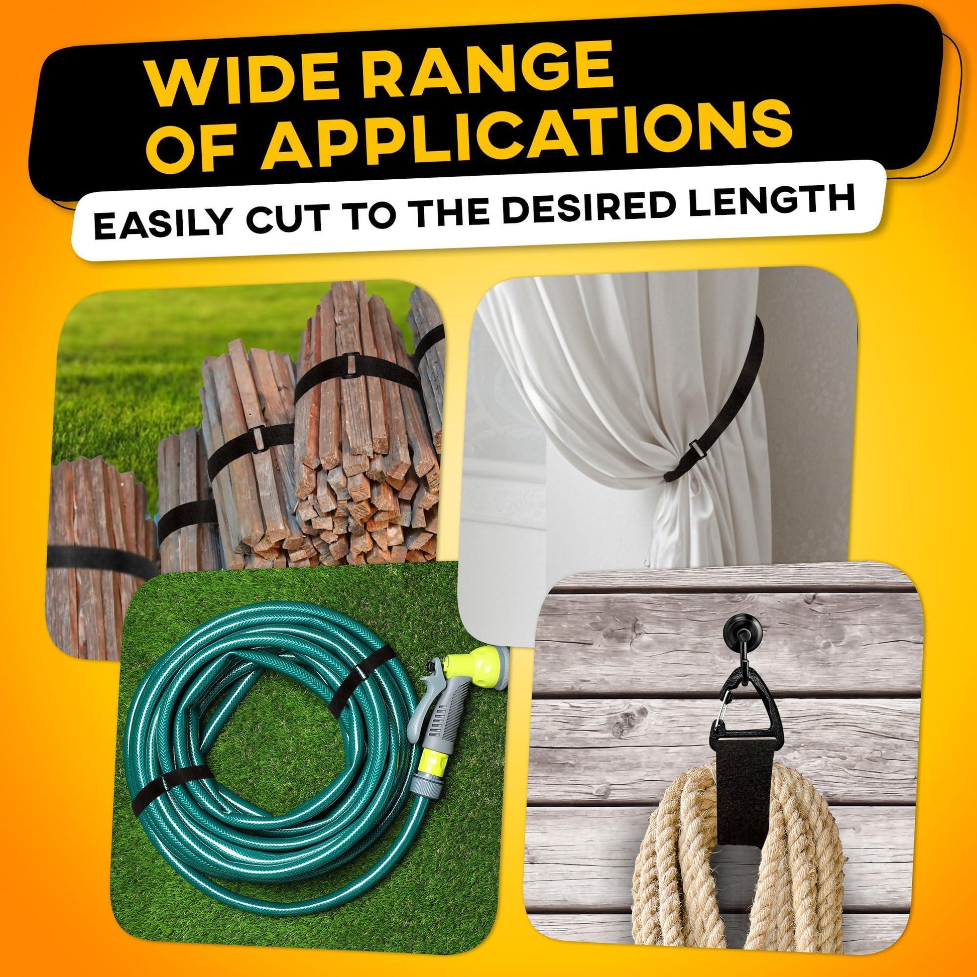 Hook and Loop Cable Straps with 50 Bucklets and 25 Carabineres Reusable