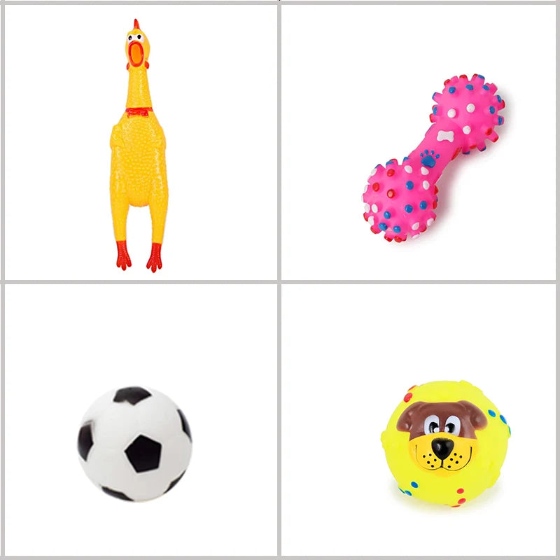 4 Pcs Dog Toys Pet Ball Bone Rope Squeaky Plush Toys Kit Puppy Lnteractive Molar Chewing Toy for Small Large Dogs Pug Supplies