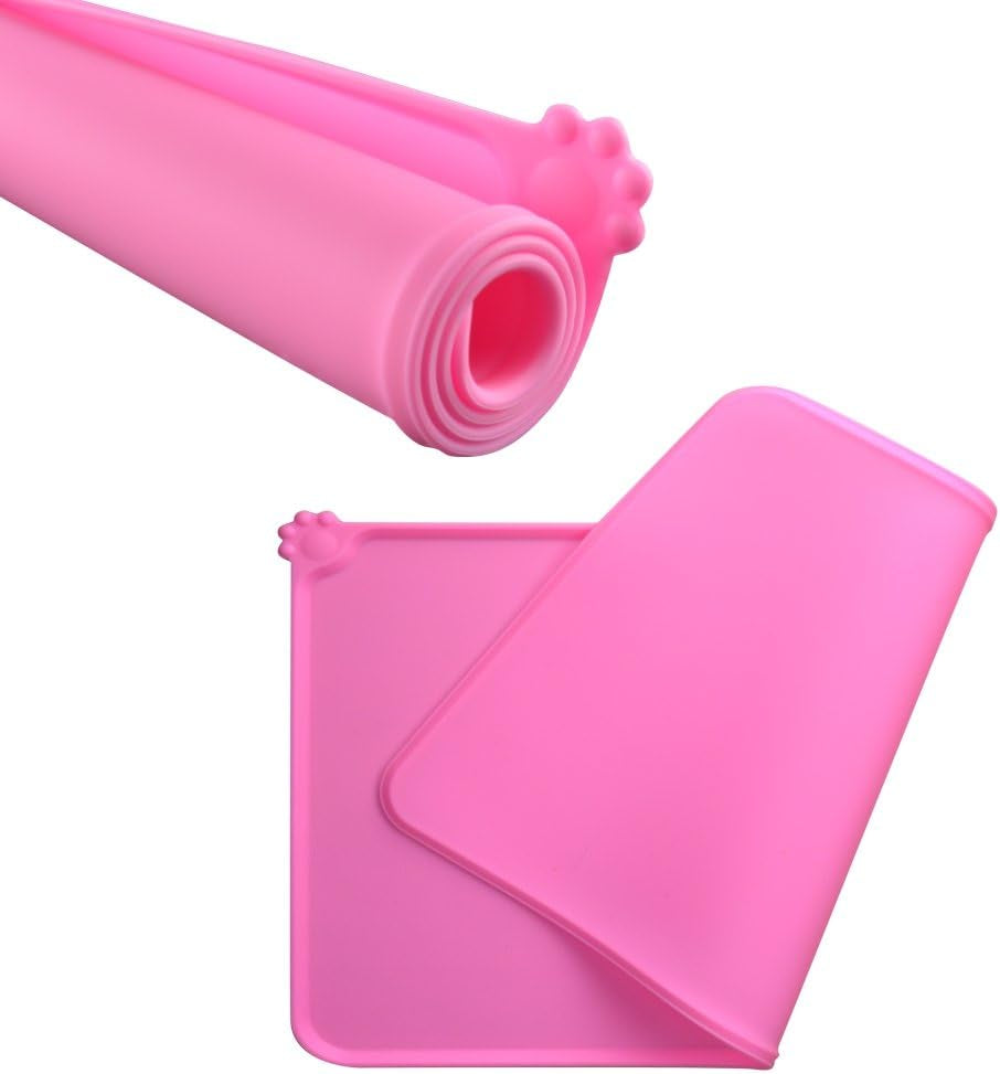 Dog Food Mat, Silicone Dog Cat Bowl Mat, Non Slip Pet Feeding Mat Waterproof Dog Placemat for Small Animals