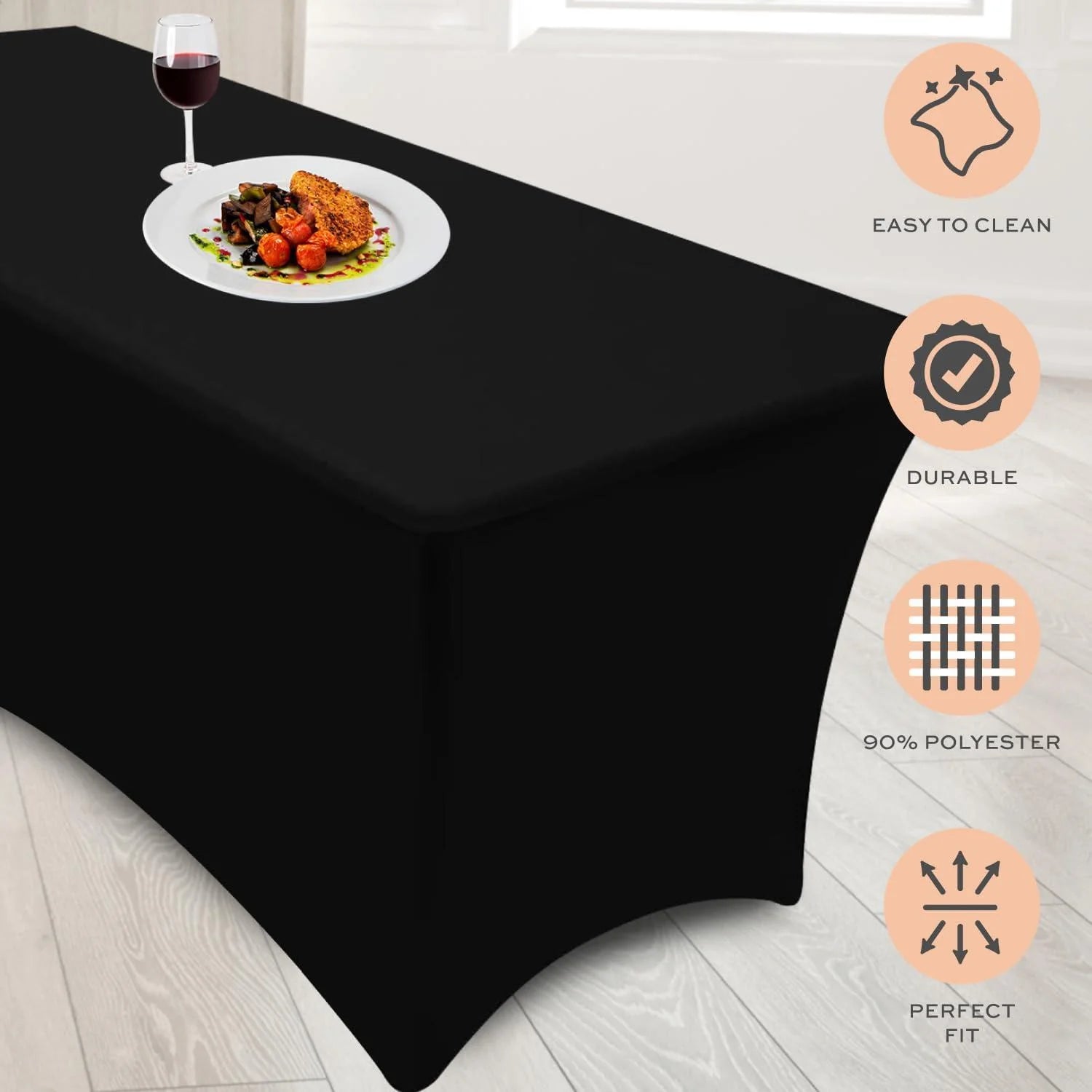 Stretch Table Covers 2 Pack Fitted Rectangle Tablecloths 48X30 in for 4Ft Tables