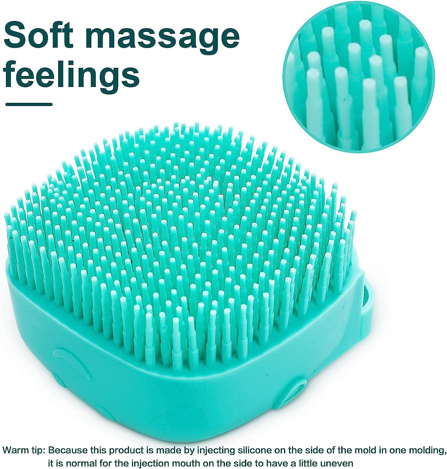 Dog Bath Brush, Pet Massage Brush Shampoo Dispenser, Soft Silicone Brush Rubber Bristle for Dogs and Cats Shower Grooming (Blue)