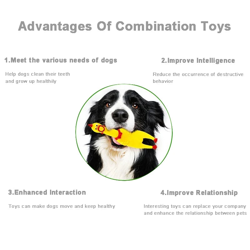 4 Pcs Dog Toys Pet Ball Bone Rope Squeaky Plush Toys Kit Puppy Lnteractive Molar Chewing Toy for Small Large Dogs Pug Supplies