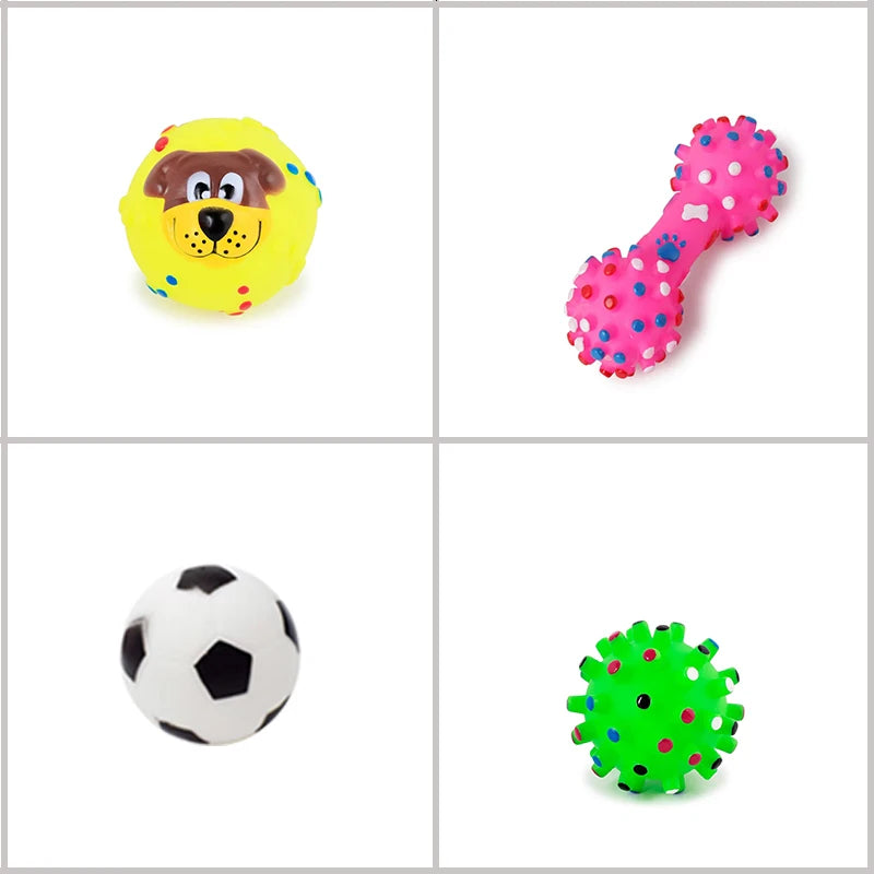 4 Pcs Dog Toys Pet Ball Bone Rope Squeaky Plush Toys Kit Puppy Lnteractive Molar Chewing Toy for Small Large Dogs Pug Supplies