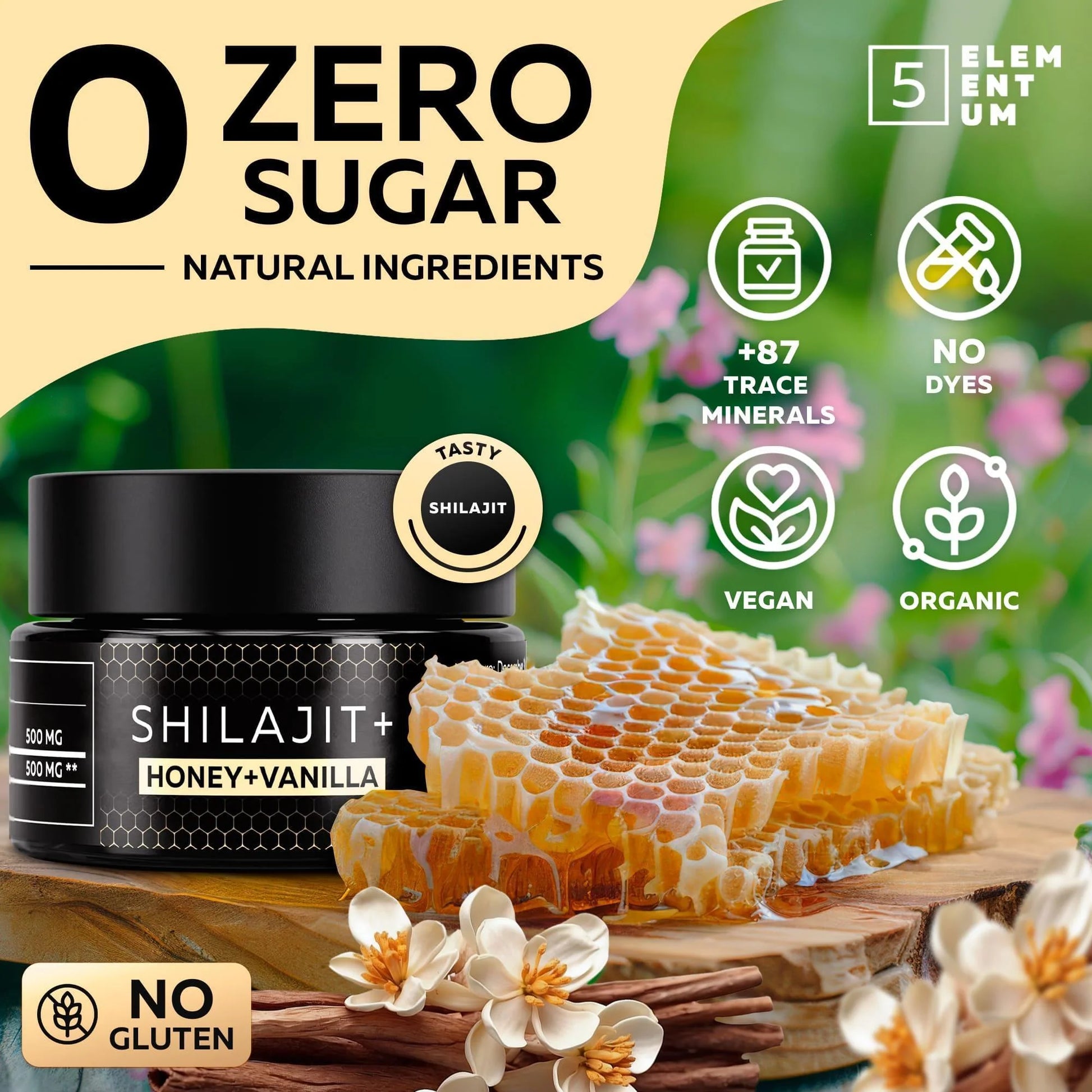 Natural Shilajit Organic Resin Shilajit Vanilla Honey for Men with 85 Trace