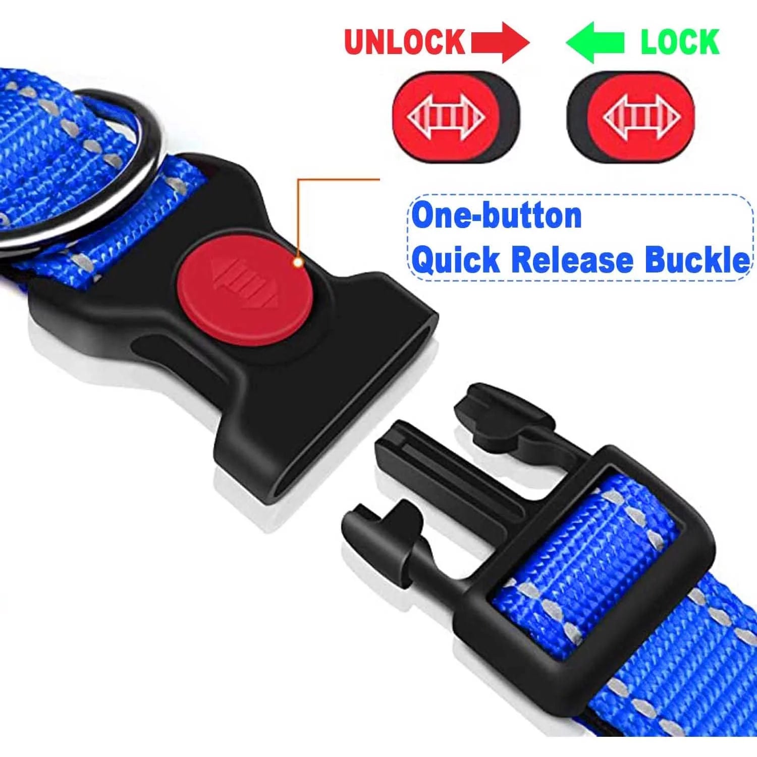 HKEEY Dog Collar, Adjustable Reflective Nylon Dog Collar Classic Solid Colors, Soft Neoprene Padding for Small Medium Sized Dogs Neck (9-14.2 Inch)