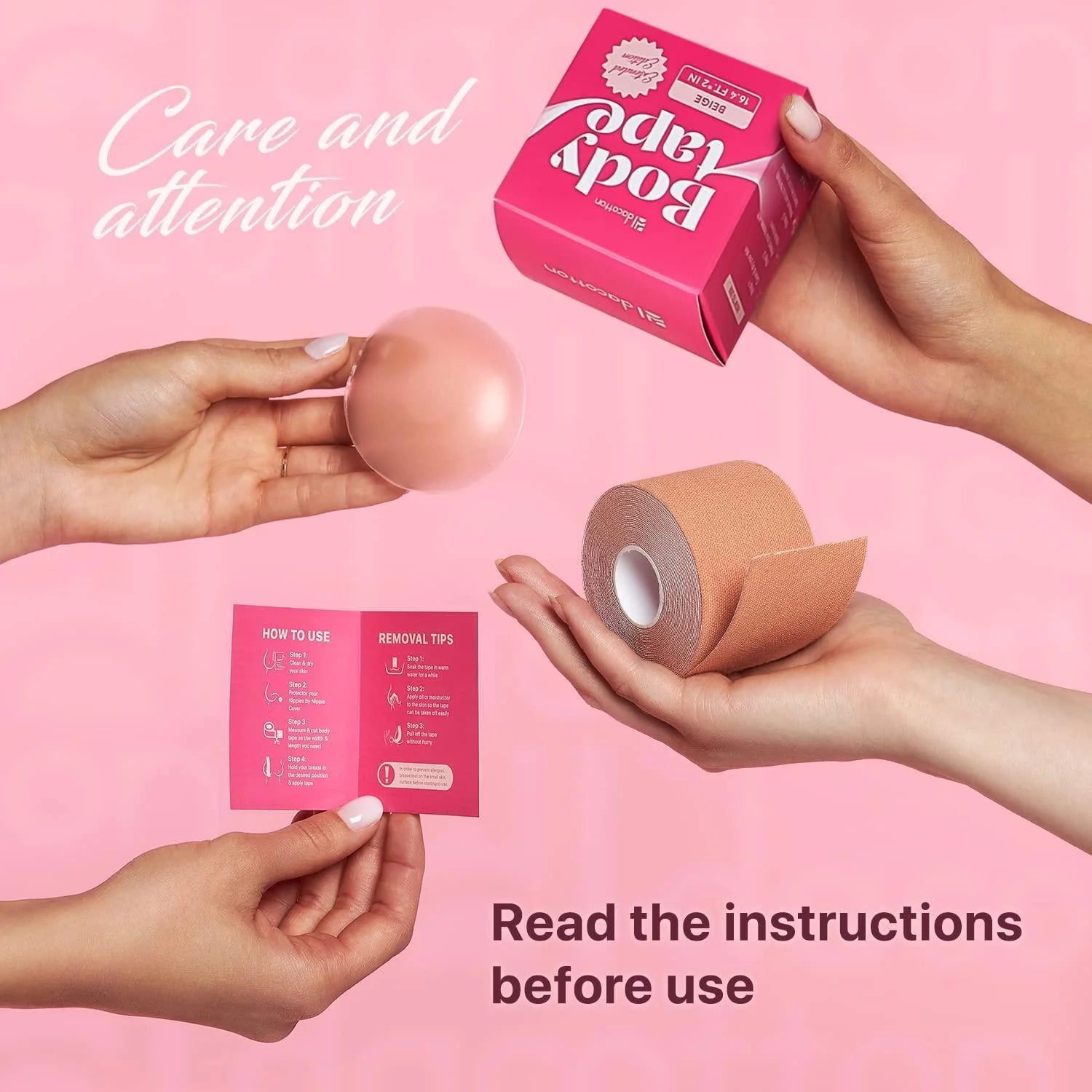 Boob Tape Beige Boobytape Breast Lift Push up a G Cup 16.4 Ft X 2 in Bra Tape