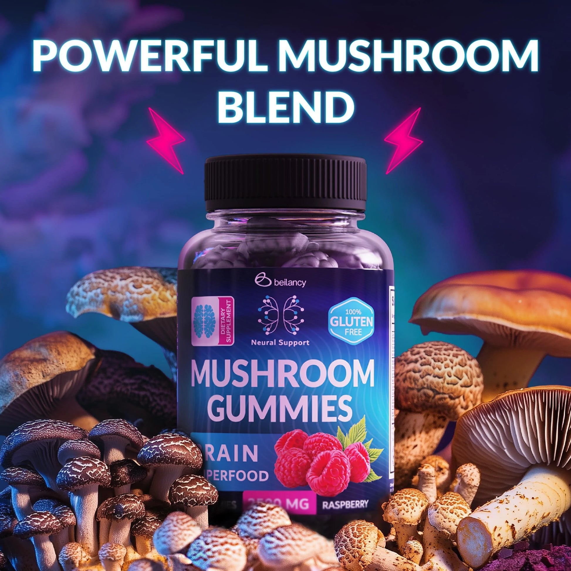 Lion'S Mane Gummies for Mental Clarity Reishi and Cordyceps Blend 60 Chews