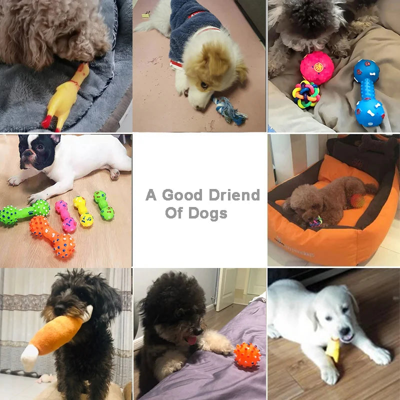 4 Pcs Dog Toys Pet Ball Bone Rope Squeaky Plush Toys Kit Puppy Lnteractive Molar Chewing Toy for Small Large Dogs Pug Supplies